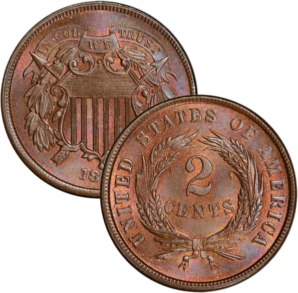 numismatic US Two Cent Pieces